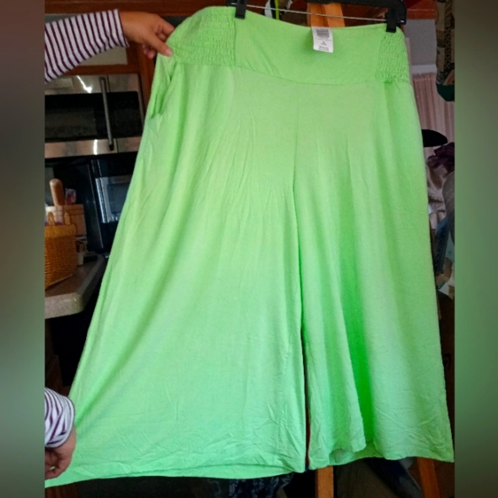 Vibrant Green Wide-Leg Pants... Culottes.